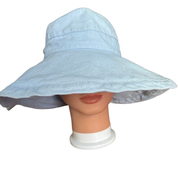 Scala Sun Hat Bucket Hat Light Blue Cotton Size Small Travel Collapsible Summer - Picture 1 of 11